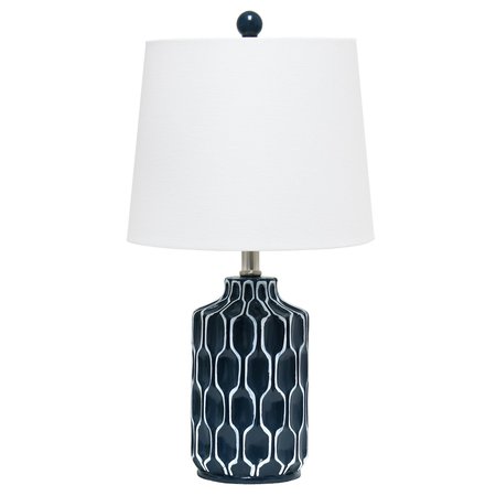 Lalia Home Moroccan Table Lamp with Fabric White Shade, Blue LHT-5034-BL